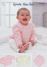 Load image into Gallery viewer, Wendy Peter Pan Baby 4 Ply Knitting Pattern - Cardigan Waistcoat &amp; Sweater (PP030)