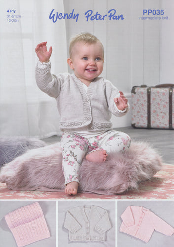 Wendy Peter Pan Baby 4ply Knitting Pattern - Cardigan & Blanket (PP035)