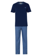 Load image into Gallery viewer, Walker Reid Mens Pyjamas Jersey Top & Diamond Pattern Bottoms (Blue or Navy)