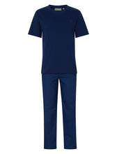 Load image into Gallery viewer, Walker Reid Mens Pyjamas Jersey Top &amp; Diamond Pattern Bottoms (Blue or Navy)