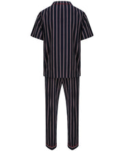 Load image into Gallery viewer, Walker Reid Mens Navy & Red Striped Cotton Pyjamas (Medium - XXXL)