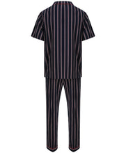 Load image into Gallery viewer, Walker Reid Mens Navy &amp; Red Striped Cotton Pyjamas (Medium - XXXL)