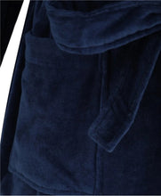 Load image into Gallery viewer, Walker Reid Mens Navy Cotton Velour Belted Bed Jacket (Medium - XXXL)