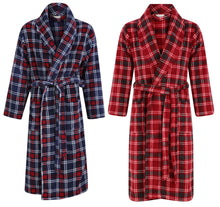 Load image into Gallery viewer, Walker Reid Mens Check Coral Fleece Dressing Gown (Small - 4XL)