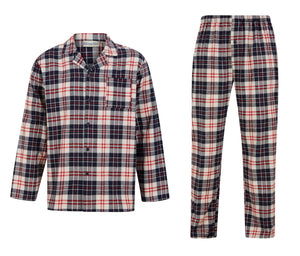 Walker Reid Brushed Cotton Traditional Check Pyjamas (Navy or Red)