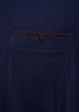 Load image into Gallery viewer, Walker Reid Mens Pyjamas Navy Jersey Top & Red Diamond Print Bottoms