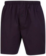 Load image into Gallery viewer, Walker Reid Navy & Red Diamond Print Button Up & Shorts Pyjamas Set
