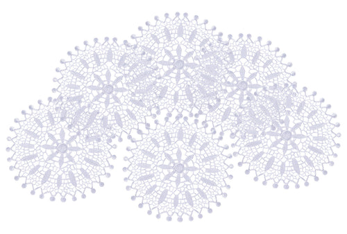 Pack of 6 Floral Lace Round Doilies - White (18.5cm)