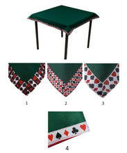 Load image into Gallery viewer, Bridge / Poker Card Baize Table Cloth - 36" Square (4 Suits Ribbon Designs)
