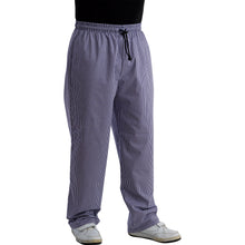 Load image into Gallery viewer, Blue & White Checked Chefs Trousers with Elasticated Waist (XS - XXXL)