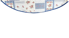 Load image into Gallery viewer, Floral Patchwork & Gingham Round Tablecloth 54” with One Pack of Napkins (Red or Blue)