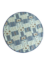 Load image into Gallery viewer, Floral Patchwork & Gingham Round Tablecloth 54” with One Pack of Napkins (Red or Blue)