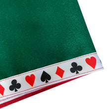 Load image into Gallery viewer, Bridge / Poker Card Baize Table Cloth - 36" Square (4 Suits Ribbon Designs)