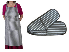 Load image into Gallery viewer, Butchers Stripe Printed Cotton Bib Apron or Double Oven Glove (5 Colours)