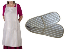 Load image into Gallery viewer, Butchers Stripe Printed Cotton Bib Apron or Double Oven Glove (5 Colours)