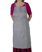 Load image into Gallery viewer, Butchers Stripe Printed Cotton Bib Apron or Double Oven Glove (5 Colours)