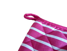 Load image into Gallery viewer, Butchers Stripe Printed Cotton Bib Apron or Double Oven Glove (5 Colours)