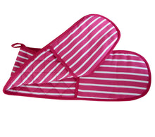 Load image into Gallery viewer, Butchers Stripe Printed Cotton Bib Apron or Double Oven Glove (5 Colours)