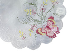 Load image into Gallery viewer, Pack of 6 Embroidered Butterfly Scalloped Edge Doilies (2 Sizes)