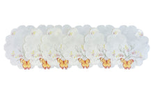 Load image into Gallery viewer, Pack of 6 Embroidered Butterfly Scalloped Edge Doilies (2 Sizes)
