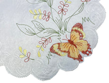 Load image into Gallery viewer, Pack of 6 Embroidered Butterfly Scalloped Edge Doilies (2 Sizes)