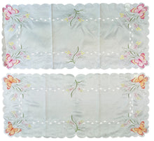 Load image into Gallery viewer, Embroidered Butterfly Table Runner with Scalloped Edge 16" x 36" (2 Colours)