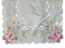 Load image into Gallery viewer, Embroidered Butterfly Table Runner with Scalloped Edge 16" x 36" (2 Colours)