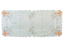 Load image into Gallery viewer, Embroidered Butterfly Table Runner with Scalloped Edge 16" x 36" (2 Colours)