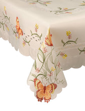 Load image into Gallery viewer, Embroidered Butterfly Tablecloth with Scalloped Edge 36" x 36" (2 Colours)