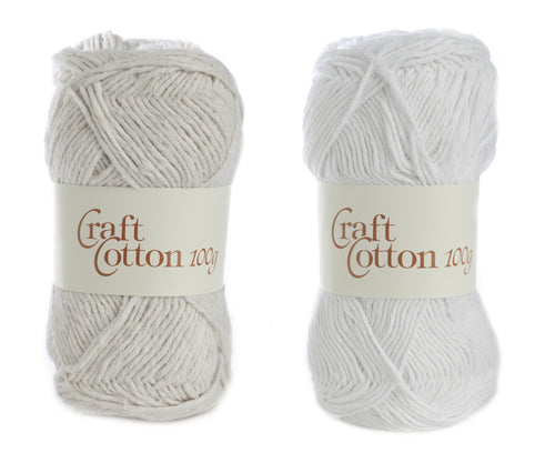 James Brett Craft Cotton Yarn 10 x 100g Balls (Cream Ecru or White)