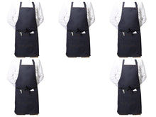 Load image into Gallery viewer, Blue Denim 100% Cotton Bib Apron With Split Pocket 27" x 31" (Pack of 1 or 5)