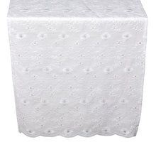 Load image into Gallery viewer, Broderie Anglaise White Cotton Table Runner 14" x 53" (3 Designs)