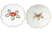 Load image into Gallery viewer, Pack of 4 Embroidered Poppy & Scallop Edge Doilies (2 Sizes)
