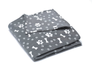 Soft Fleece Bone & Paw Print Dog Blanket (2 Colours)