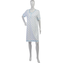 Load image into Gallery viewer, Ladies Flower Nightdress with Polka Dot Trim S - L (Aqua or Red)