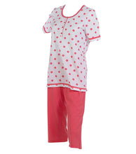 Load image into Gallery viewer, Ladies 100% Cotton Flower & Polka Dot Pyjamas S - XL (Aqua or Red)