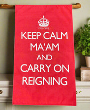 Load image into Gallery viewer, Vintage Diamond Jubilee Tea Towel - Keep Calm Ma'am And Carry On Reigning