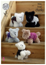 Load image into Gallery viewer, King Cole Tinsel Knitting Pattern - Small or Large Westie Style Dogs (9056)