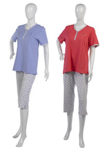 Load image into Gallery viewer, Ladies 100% Cotton 'Summer' Polka Dot Pyjamas S - L (Blue or Pink)