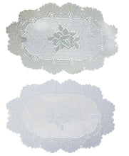 Load image into Gallery viewer, Monica Lace Runner/Tray Cloth - 12 x 18 Oval (Cream or White)