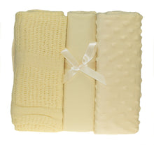 Load image into Gallery viewer, 3 Piece Moses Basket or Pram Set - Blankets & Fitted Sheet (Various Colours)