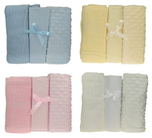 Load image into Gallery viewer, 3 Piece Moses Basket or Pram Set - Blankets & Fitted Sheet (Various Colours)