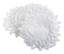 Load image into Gallery viewer, Pack of Handmade Batten Lace Doilies - White (6" or 8")