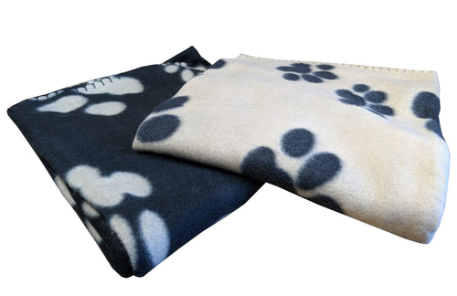 Paw Print Fleece Pet Comforter Blanket - 70cm x 100cm (2 Colours)