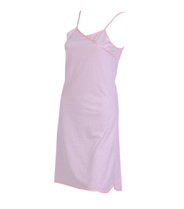 Ladies Combed Cotton Polka Dot Chemise S - XL (Aqua or Pink)