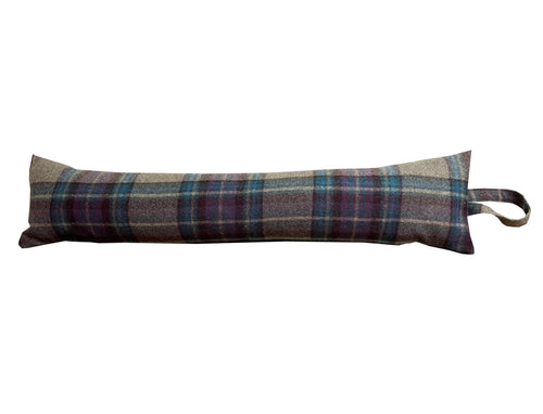 Purple Blue & Grey Check Wool Draught Excluder (2 Sizes)