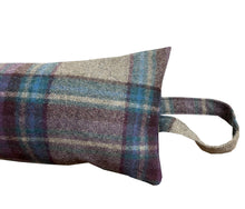 Load image into Gallery viewer, Purple Blue & Grey Check Wool Draught Excluder 3ft