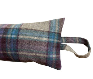 Purple Blue & Grey Check Wool Draught Excluder (2 Sizes)
