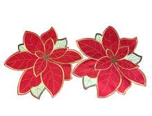 Load image into Gallery viewer, Christmas Poinsettia Pair of Placemats 13" (Red)