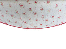 Load image into Gallery viewer, Floral Patchwork & Gingham Round Tablecloth 54” with One Pack of Napkins (Red or Blue)